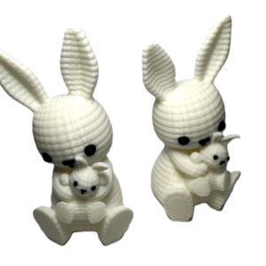 Húsvéti mama és baby nyuszi kötött mintázatú.